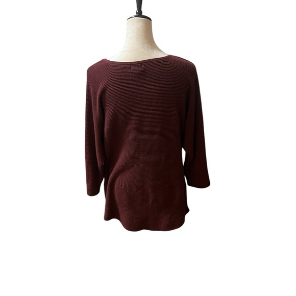 Worthington Red Crew Neck Sweater with Three-Quarter Sleeves - Picture 3 of 4